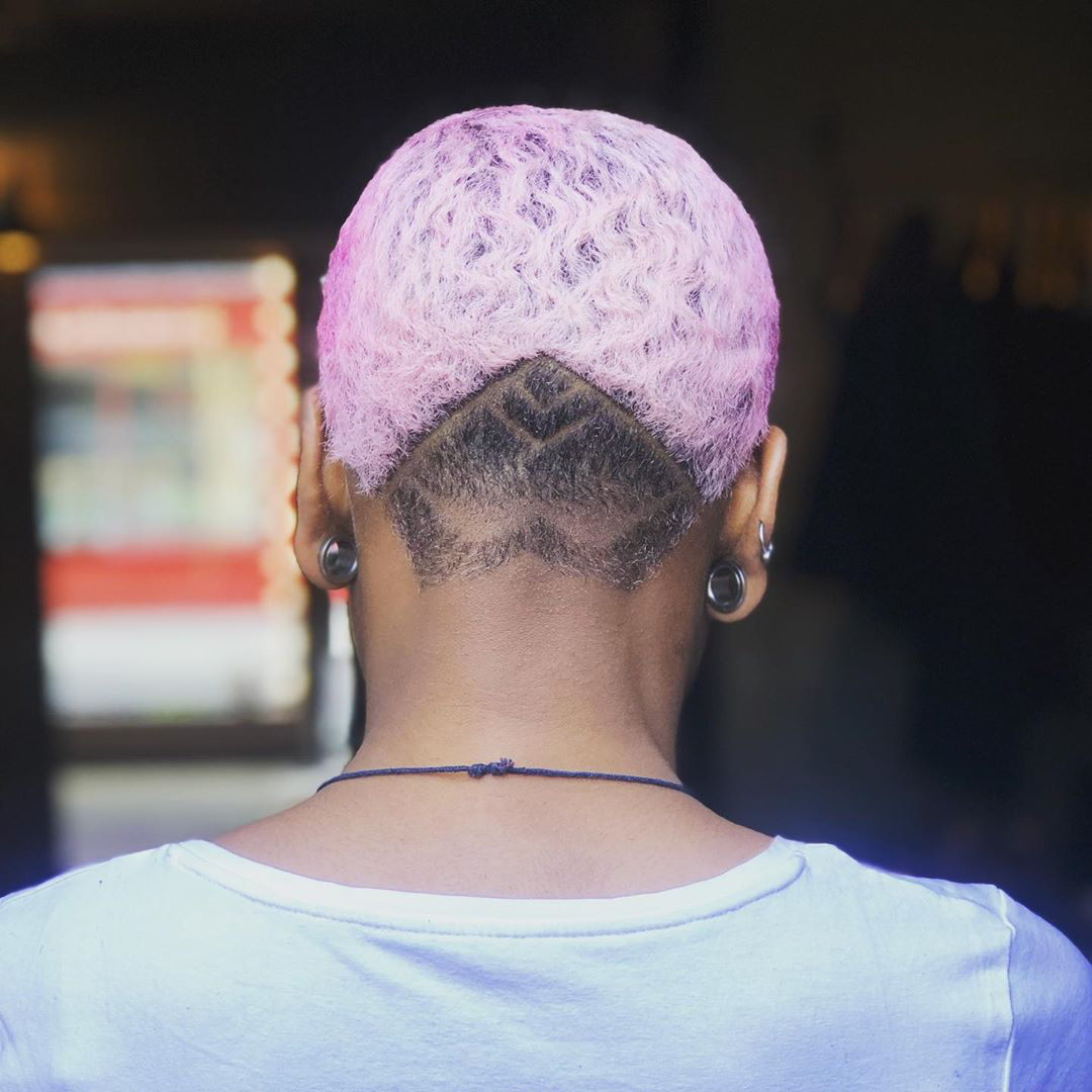 pink short women's hairstyle colour by ESHK hair salon in Farringdon