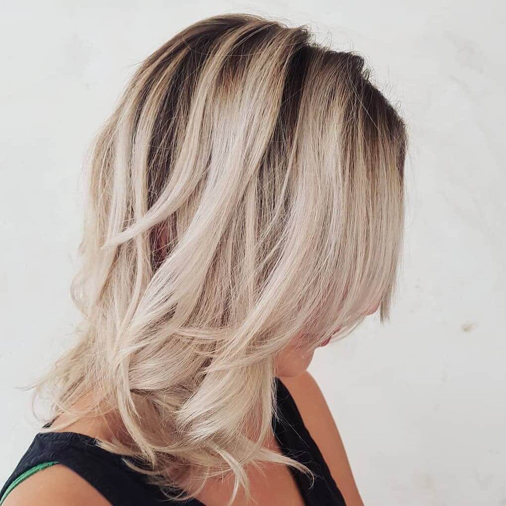 Blonde to dark roots natural hair balayage by ESHK hairdressers in Clerkenwell