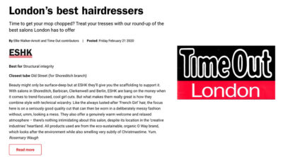 ESHK Hair in Time Out's London's Best Hairdressers