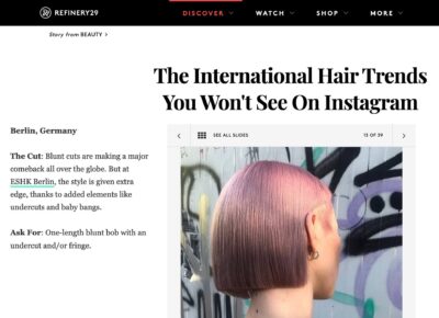 International hair trends by Refinery 29 Magazine