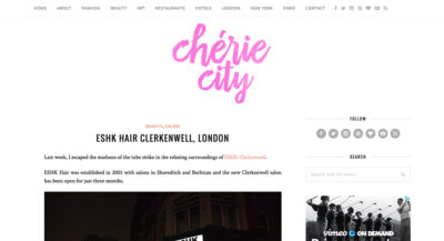 Review by city guide blog Chérie City of ESHK Hair Clerkenwell.