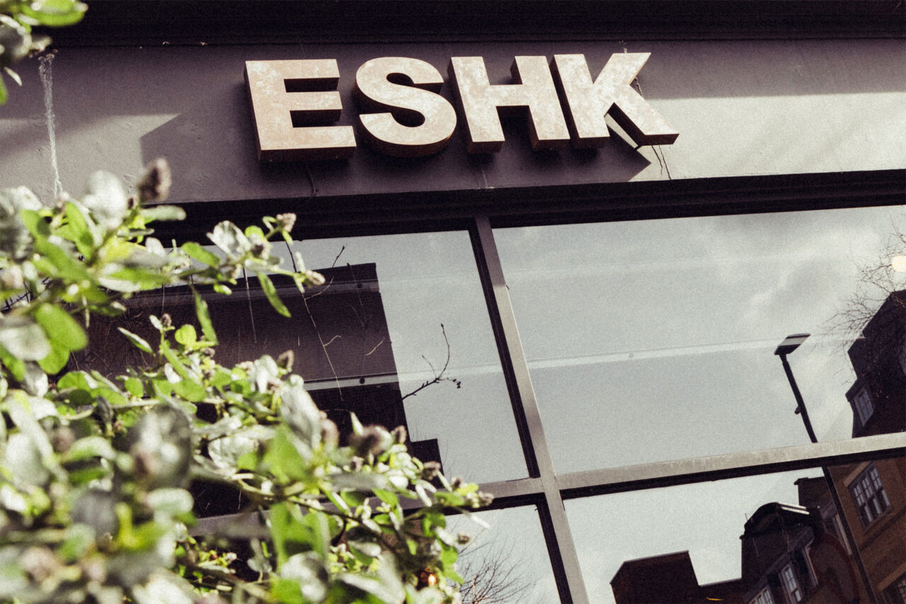 Hairdresser in Clerkenwell and Farringdon company logo rusty steel letters at ESHK Hair Barbican