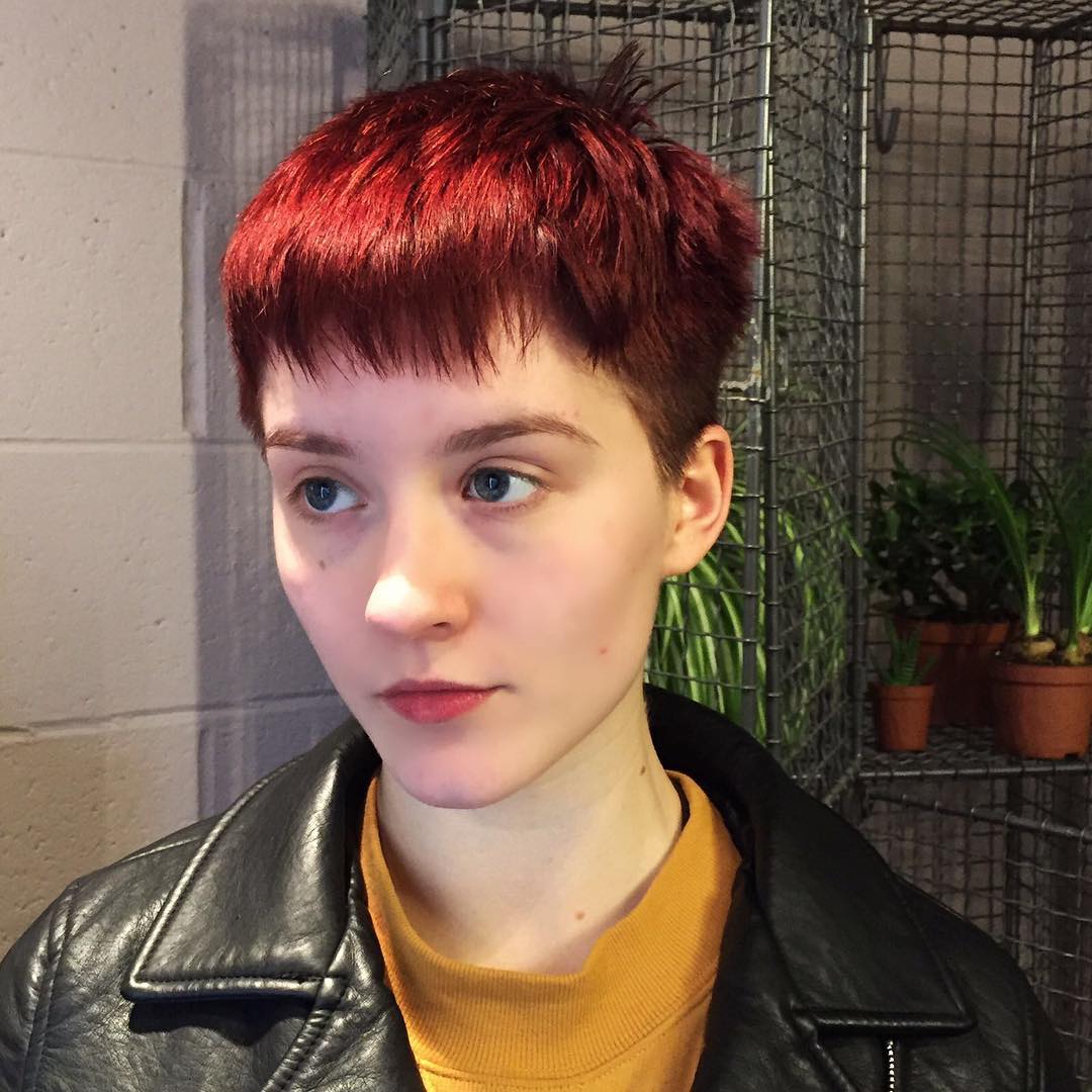 cherry red short women hair colour hairstyle in london