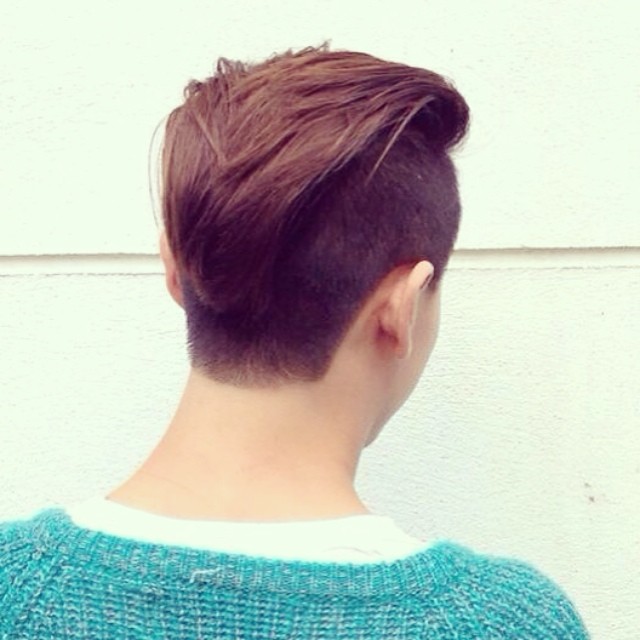 dark copper mens haircut short sides brushed back barber style