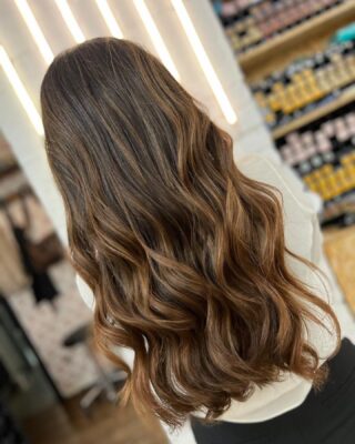 natural balayage brown to honey with waves styling in Shoreditch ESHK