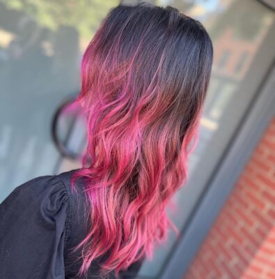 natural to pink balayage waves at ESHK hair Barbican