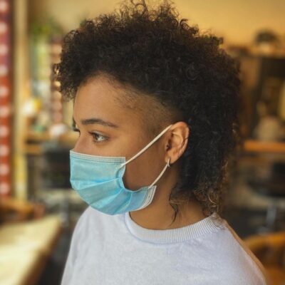 shaved sides afro mullet at eshk hair barbican london