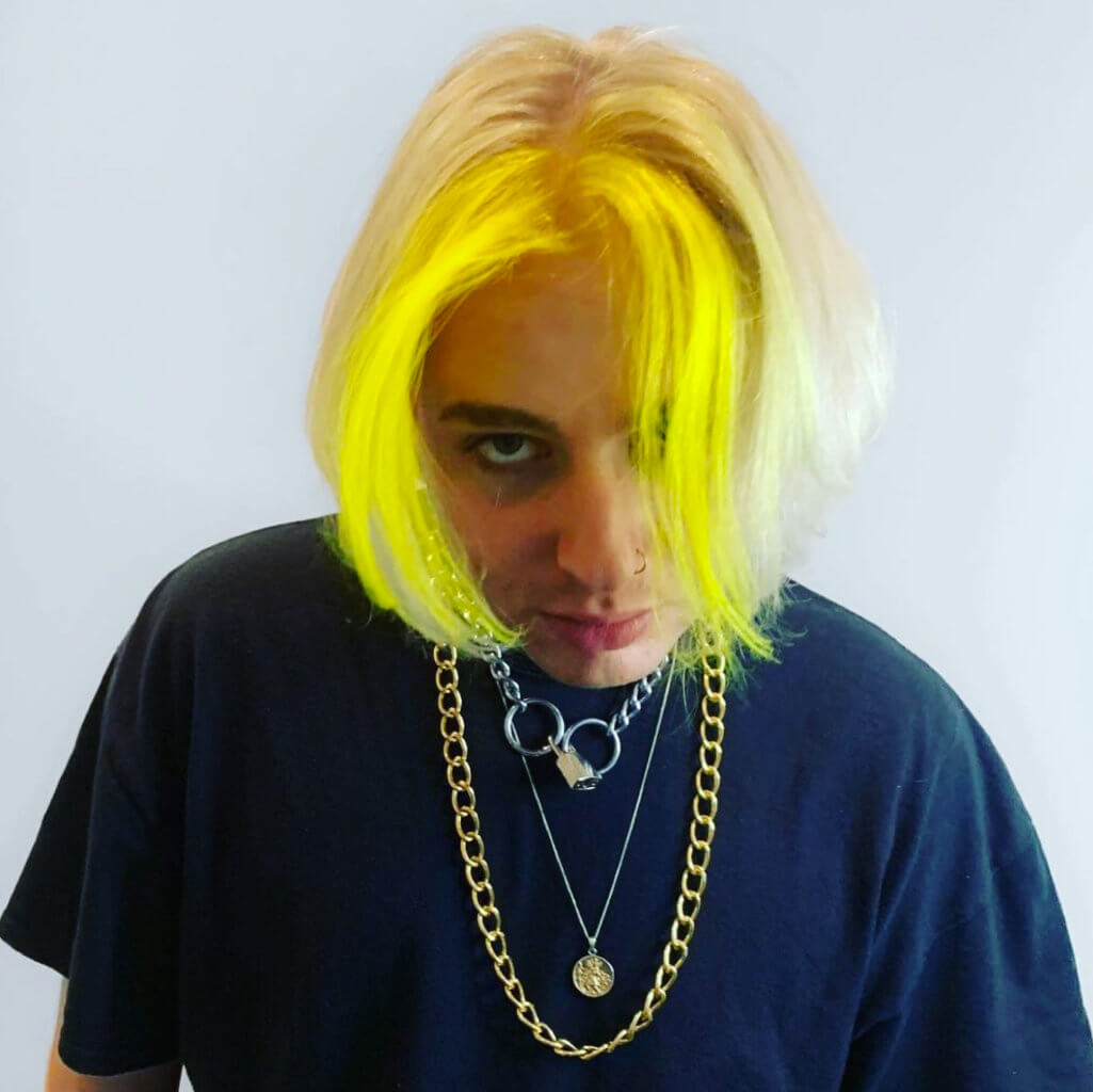 grunge haircut with neon yellow colour london