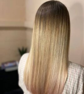 undercolour balayage champagne peach haircolour ESHK hairdressers Barbican Clerkenwell