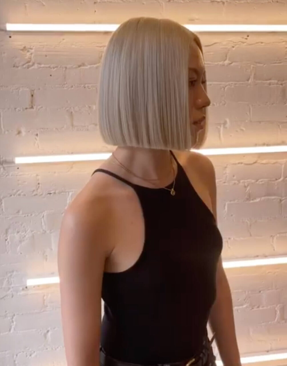 bleached blonde bobcut on asian hair at ESHK Toronto