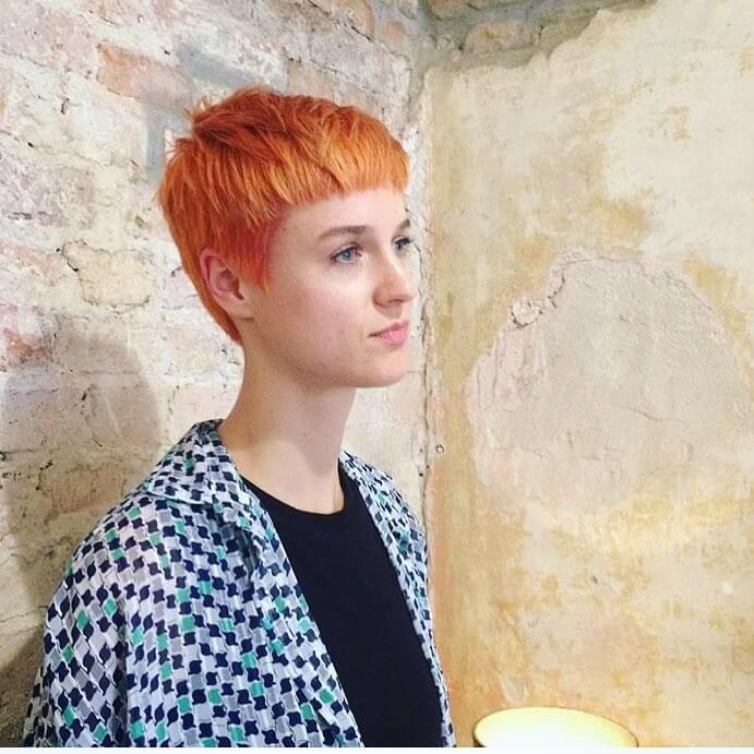 short peach orange ginger hair colour in neukolln berlin