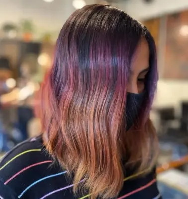 gradient rainbow  purple copper haircolour ESHK Hairdressers Barbican Clerkenwell London