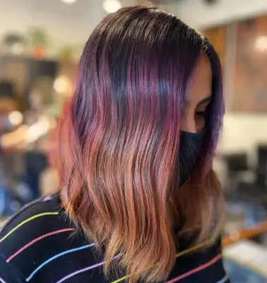 gradient rainbow purple copper haircolour ESHK Hairdressers Barbican Clerkenwell London