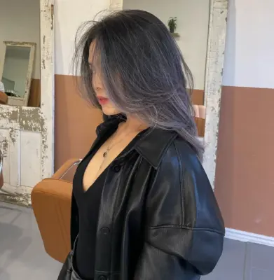 silver balayage asian hair at ESHK Hair salon Toronto