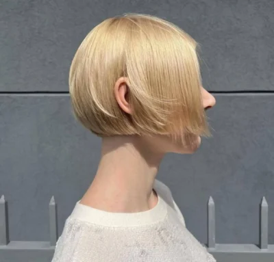 short blonde blunt bob haircut Brooklyn hair salon NYC