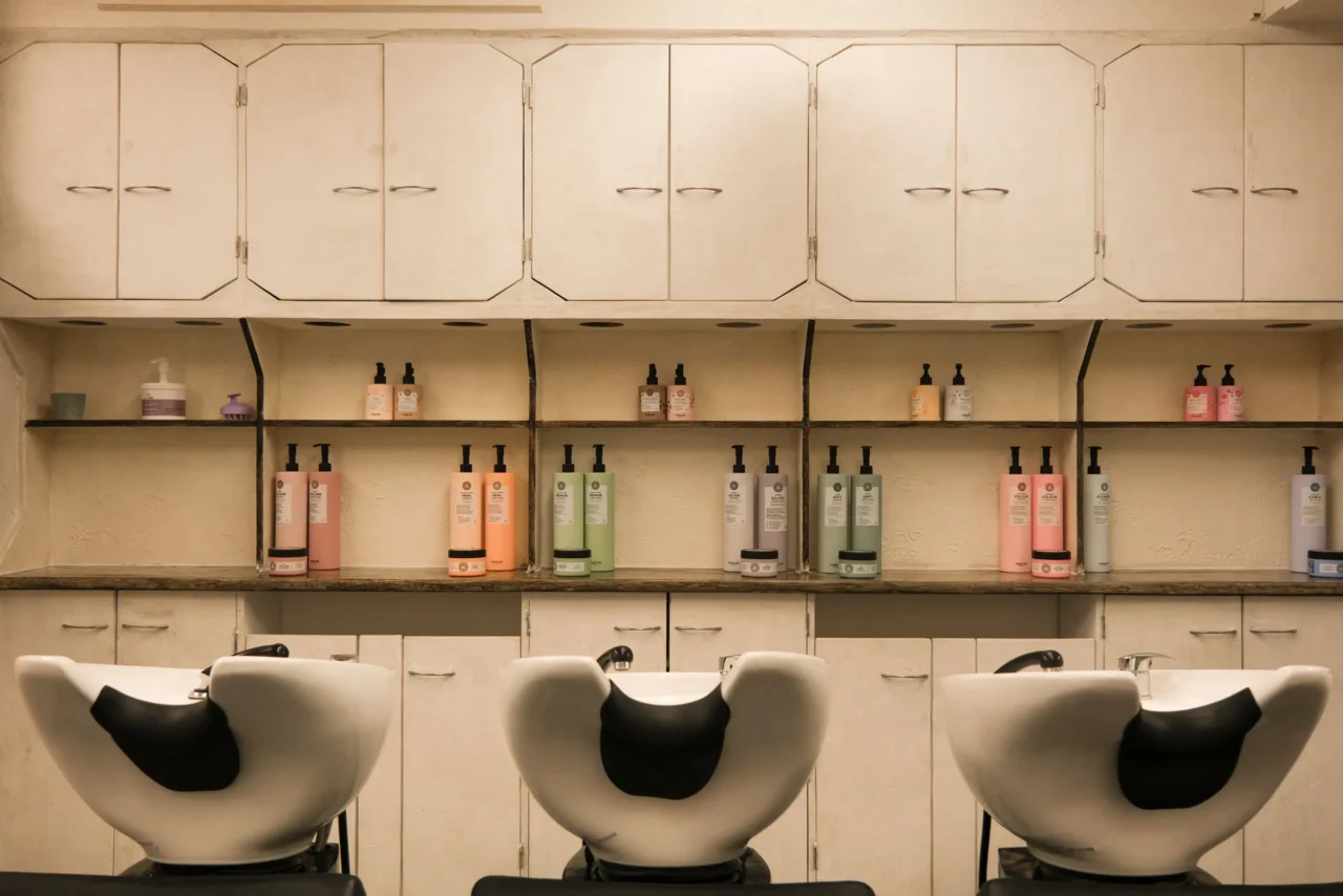 Bermondsey hairdresser wash basins and maria nila hair products at ESHK