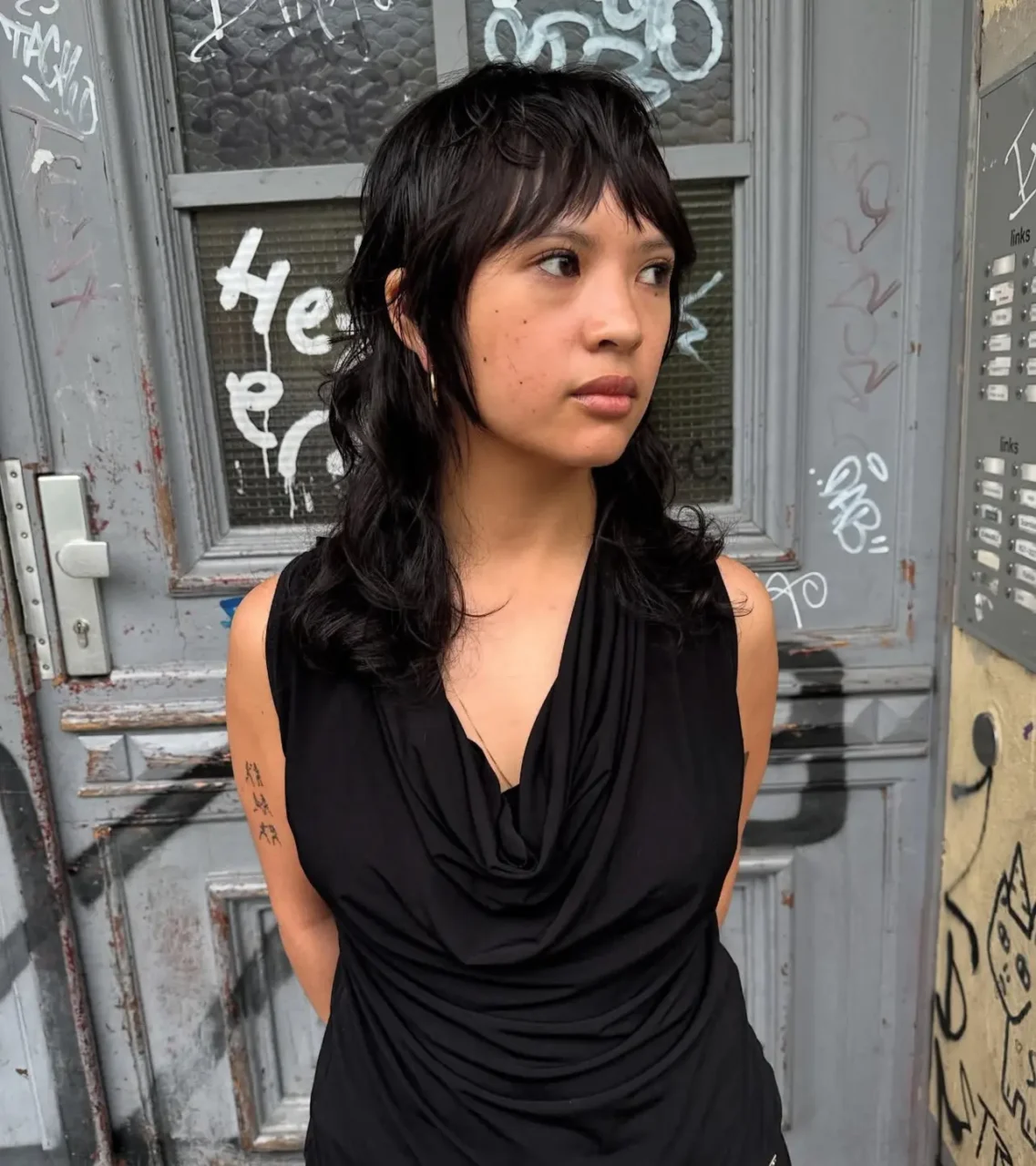 Berlin black wolfcut shaggy layered haircut by Tanya at ESHK Neukölln