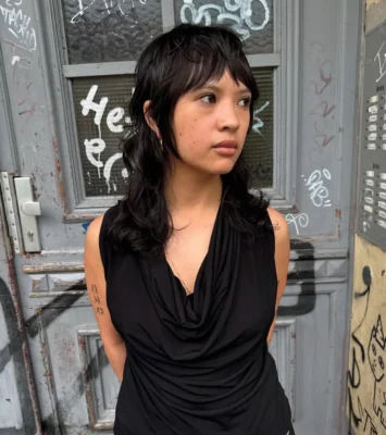 Berlin black wolfcut shaggy layered haircut by Tanya at ESHK Neukölln