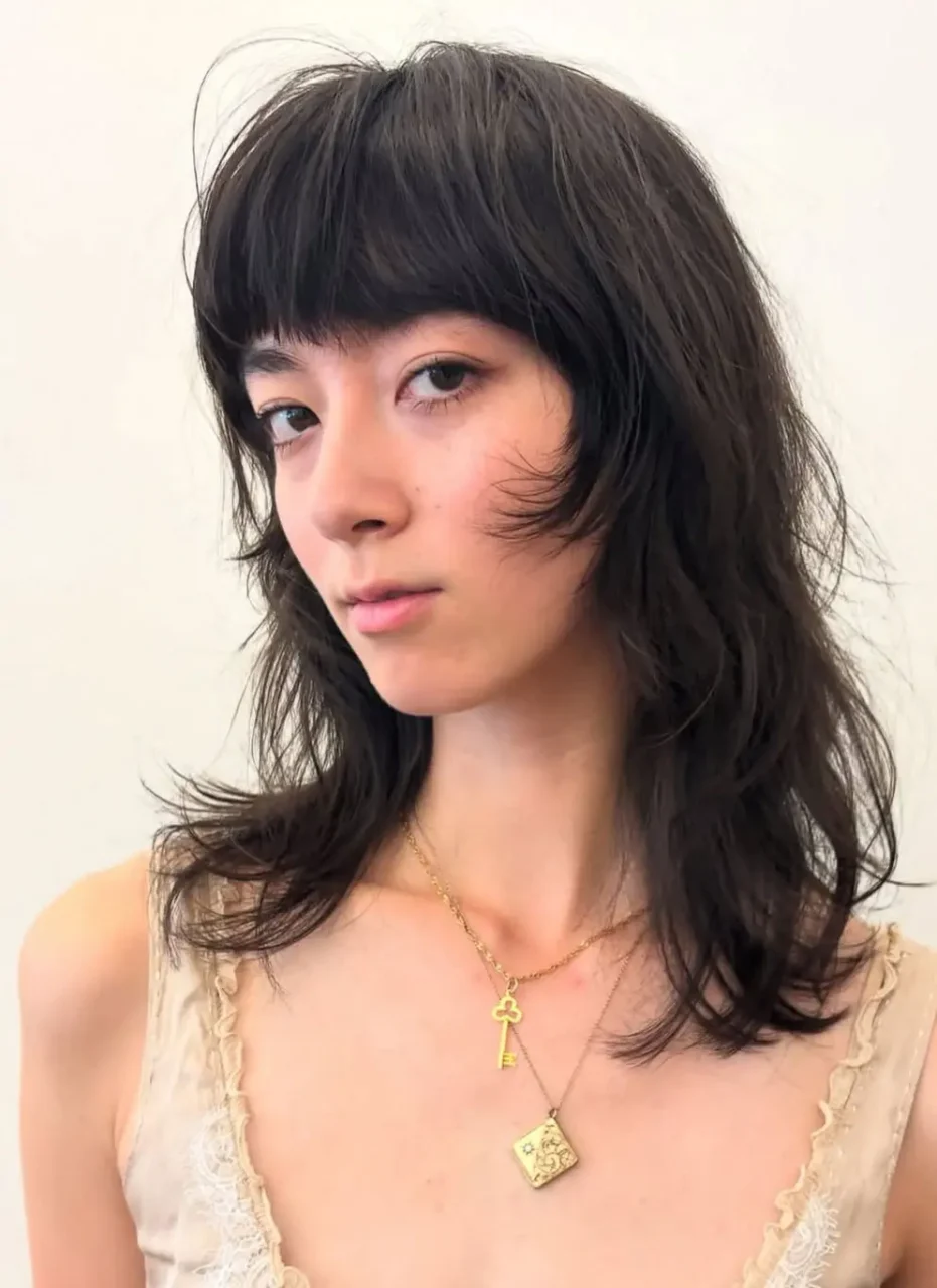 cute hushcut bangs on asian hair by takeo at eshk hair brooklyn nyc